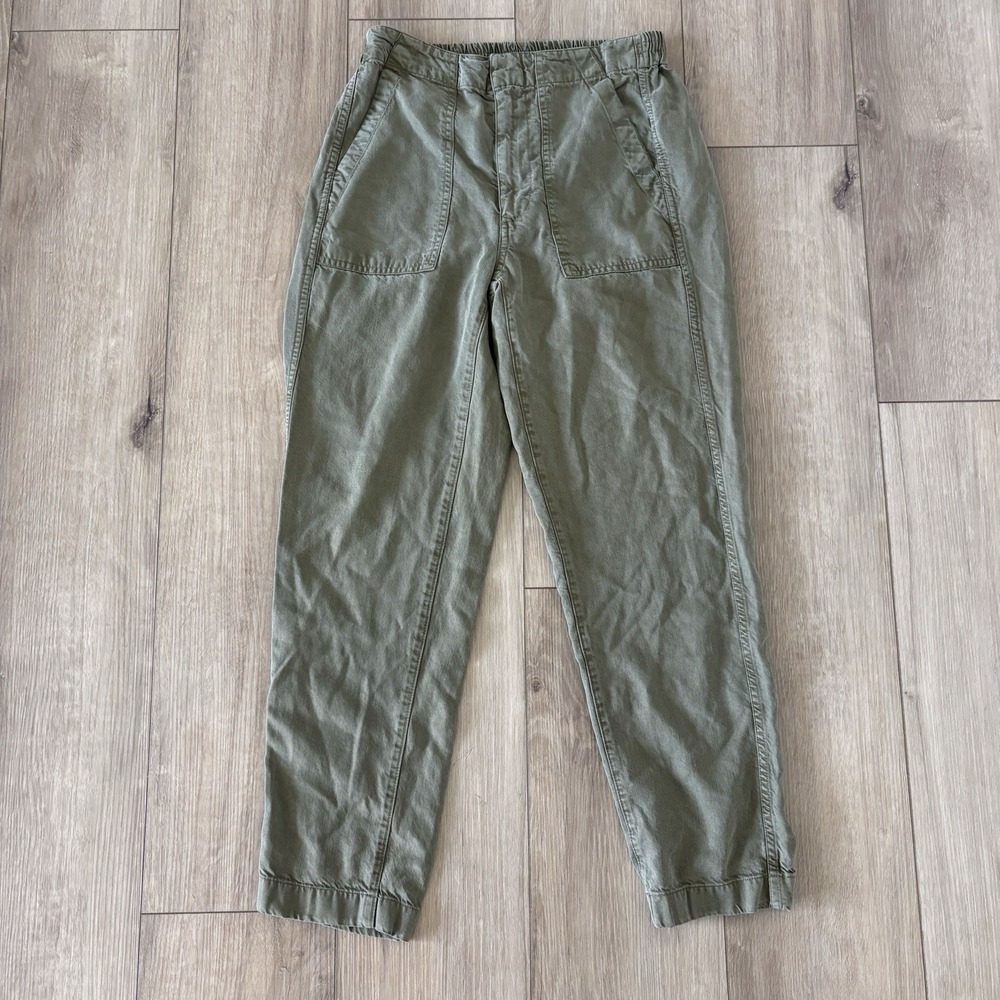 J.CREW Women's SEASIDEβ PANTS Olive Green 100% Lyocell AJ454 Zip Cropped Size 0